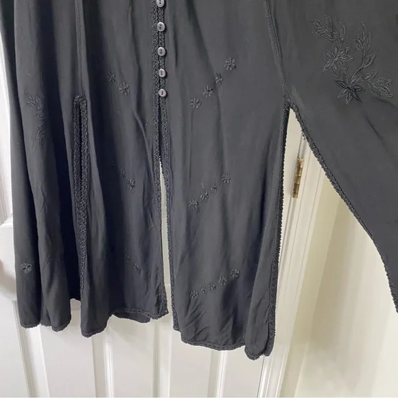 Vintage Split Hem Black Boho Hippie Stevie Nicks Style Maxi Skirt L XL - Picture 4 of 11